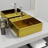 vidaXL Wash Basin with Faucet Hole 38x30x11.5 cm Ceramic Gold