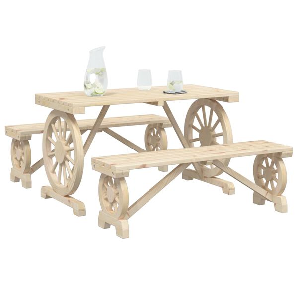 vidaXL 3 Piece Garden Dining Set Solid Wood Fir