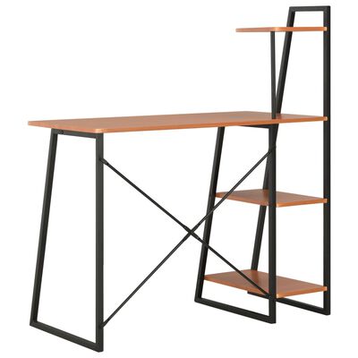 vidaXL Desk with Shelving Unit Black and Brown 102x50x117 cm