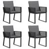 vidaXL Garden Chairs with Cushions 4 pcs Black Poly Rattan