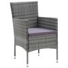 vidaXL 3 Piece Garden Dining Set with Cushions Poly Rattan Grey