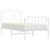 vidaXL Metal Bed Frame without Mattress with Footboard White 90x190cm