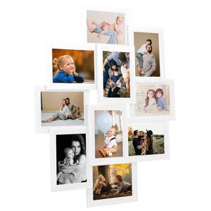vidaXL Photo Frame | White | MDF and hard PS material | Holds 10x15 cm photos