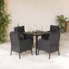 vidaXL 5 Piece Garden Dining Set with Cushions Black Poly Rattan