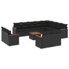 vidaXL 13 Piece Garden Sofa Set with Cushions Black Poly Rattan