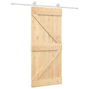 vidaXL Sliding Door 90 x 210 cm Solid Pine Wood Natural and White