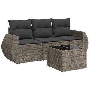 vidaXL 4 Piece Garden Sofa Set with Cushions Grey Poly Rattan