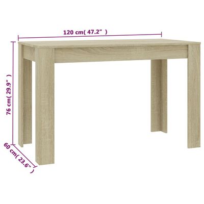 vidaXL Dining Table Sonoma Oak 120x60x76 cm Engineered Wood