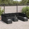 vidaXL Garden Sofa Set with Cushion 9 pcs Black Poly Rattan