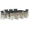 vidaXL Garden Dining Set 9 pcs Light Grey Poly Rattan