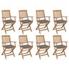 vidaXL Folding Chairs with Cushions 8 pcs Solid Acacia Wood