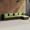 vidaXL 5 Piece Garden Lounge Set with Cushions Poly Rattan Brown