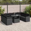 vidaXL 10 Piece Garden Sofa Set with Cushions Black Poly Rattan