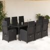 vidaXL 9 Piece Garden Dining Set with Cushions Black Poly Rattan