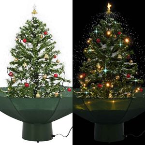 vidaXL Snowing Christmas Tree with Umbrella Base Green 75 cm