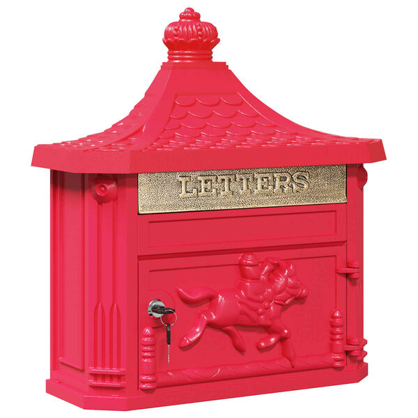 vidaXL Wall Mounted Mailbox Red 40.5 x 16 x 45 cm Cast Aluminum