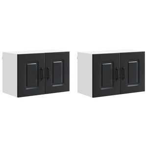 vidaXL Dishwasher Panel Kalmar 2 pcs Black Engineered Wood