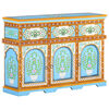 vidaXL Hand-Painted Sideboard Multicolour 110x30x76cm Solid Mango Wood