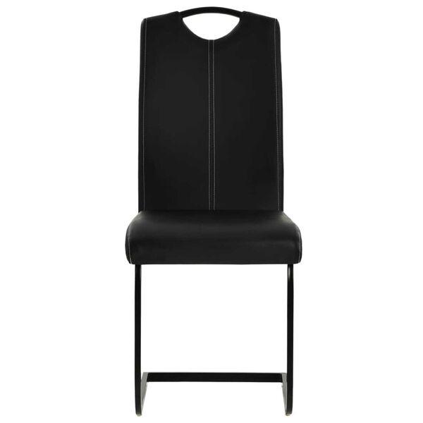 vidaXL Cantilever Dining Chairs 4 pcs Black Faux Leather