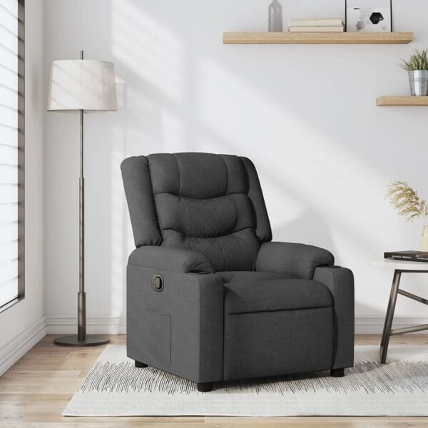 vidaXL Recliner Chair Dark Grey Fabric