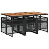 vidaXL 7 Piece Garden Dining Set with Cushions Black Poly Rattan