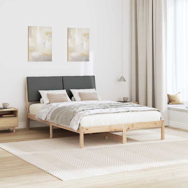 vidaXL Bed frame Brown and dark grey 150 x 200 cm Solid pine wood