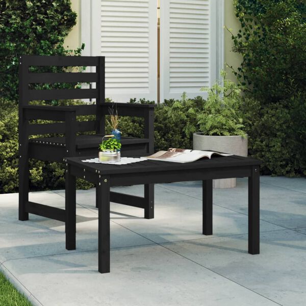 vidaXL Garden Table Black 82.5x50.5x45 cm Solid Wood Pine