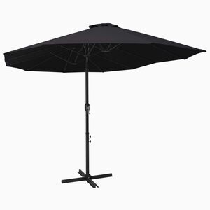 vidaXL Garden Parasol with Aluminium Pole 460x270 cm Black