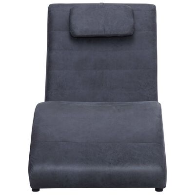 vidaXL Chaise Longue with Pillow Grey Faux Suede Leather