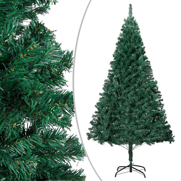 vidaXL Artificial Pre-lit Christmas Tree with Ball Set Green 210 cm PVC