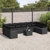 vidaXL Garden Sofa Set with Storage 11 pcs Black Poly Rattan