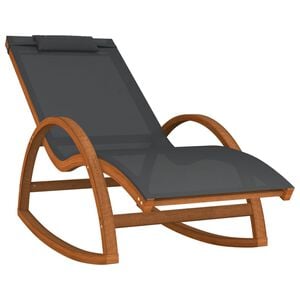 vidaXL Rocking Chair Grey Textilene and Solid Wood Poplar