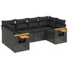 vidaXL 6 Piece Garden Sofa Set with Cushions Black Poly Rattan