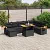 vidaXL 9 Piece Garden Sofa Set with Cushions Black Poly Rattan Acacia