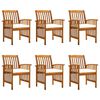 vidaXL Garden Dining Chairs 6 pcs with Cushions Solid Wood Acacia