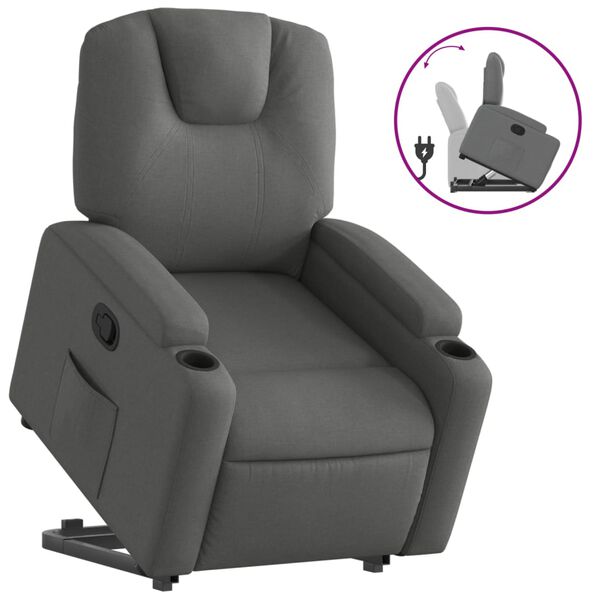 vidaXL Stand up Recliner Chair Dark Grey Fabric