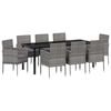 vidaXL Garden Dining Set 9 pcs Grey Poly Rattan