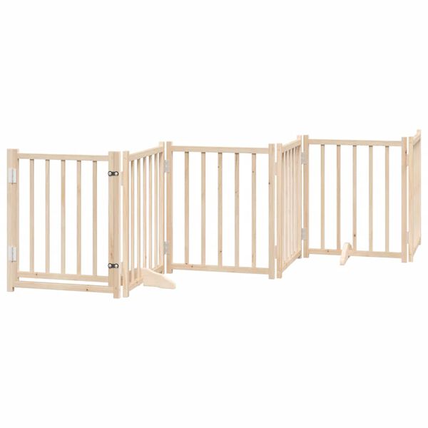 vidaXL Dog Gate with Door Foldable 9 Panels 450 cm Poplar Wood