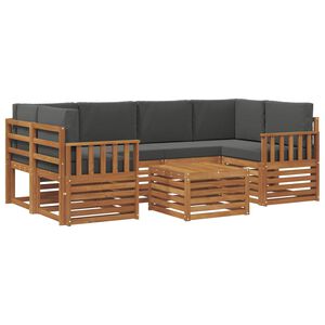 vidaXL Outdoor Sofa Set 7 pcs Natural and Anthracite Solid Acacia Wood