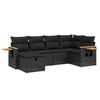 vidaXL 7 Piece Garden Sofa Set with Cushions Black Poly Rattan