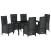 vidaXL Garden Dining Set 7 pcs Black Poly Rattan