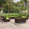 vidaXL 12 Piece Garden Lounge Set with Cushions Brown Poly Rattan