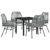 vidaXL Garden Dining Set with Cushion 5 pcs Grey Poly Rattan