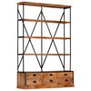 vidaXL 4-Tier Bookcase with 6 Drawers 122x36x181 cm Solid Mango Wood