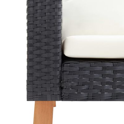vidaXL 2-Seater Garden Sofa with Cushions Poly Rattan Black