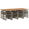 vidaXL 9 Piece Garden Dining Set with Cushions Grey Poly Rattan