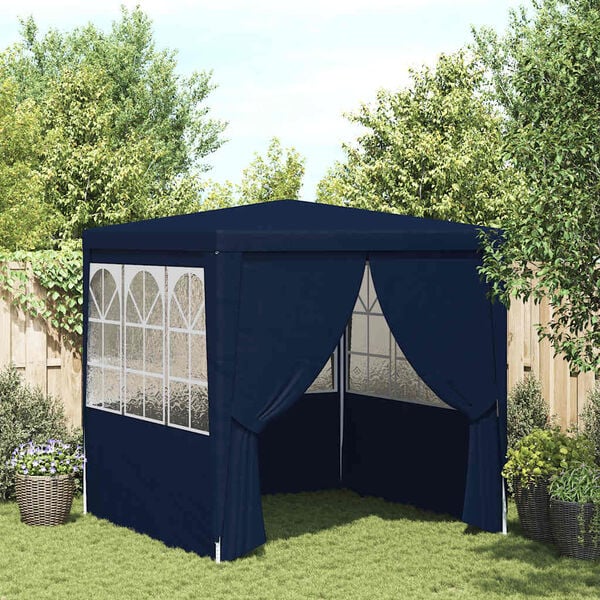 vidaXL Professional Party Tent with Side Walls 2x2 m Blue 90 g/m²