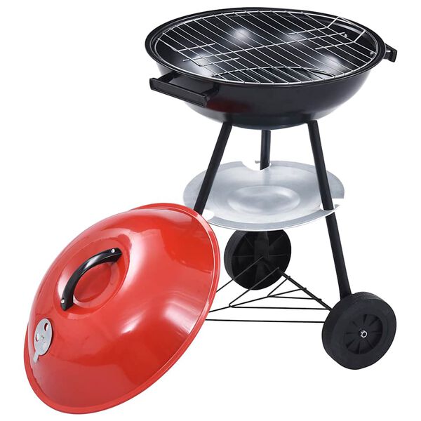 vidaXL Portable XXL Charcoal Kettle BBQ Grill with Wheels 44 cm