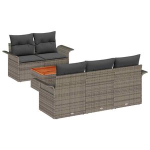 vidaXL Garden Sofa Set with Cushion 6 pcs Grey Poly Rattan