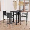 vidaXL 5 Piece Outdoor Bar Set with Armrest Poly Rattan Grey